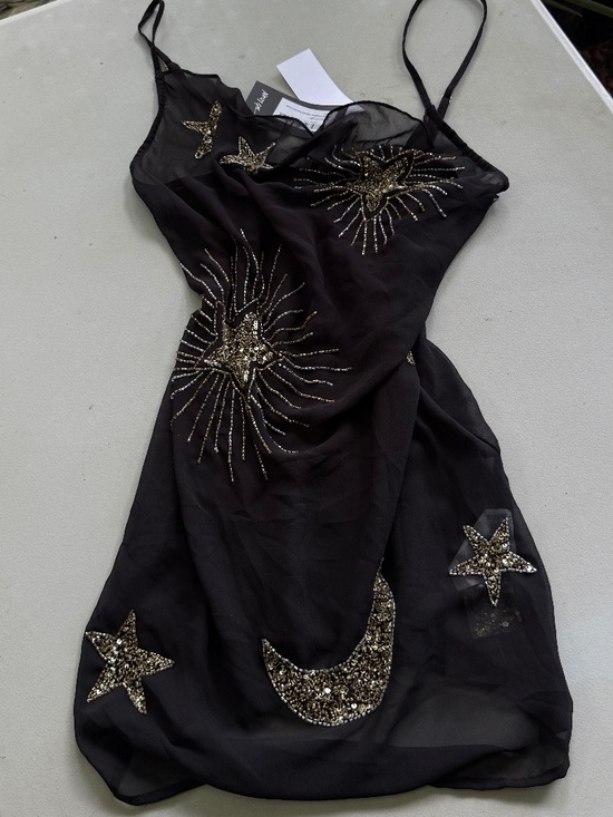 Nasty Gal Dresses & Skirts - NWT Nasty Gal Celestial Beaded Sheer Mini Slip Dress Black Size S